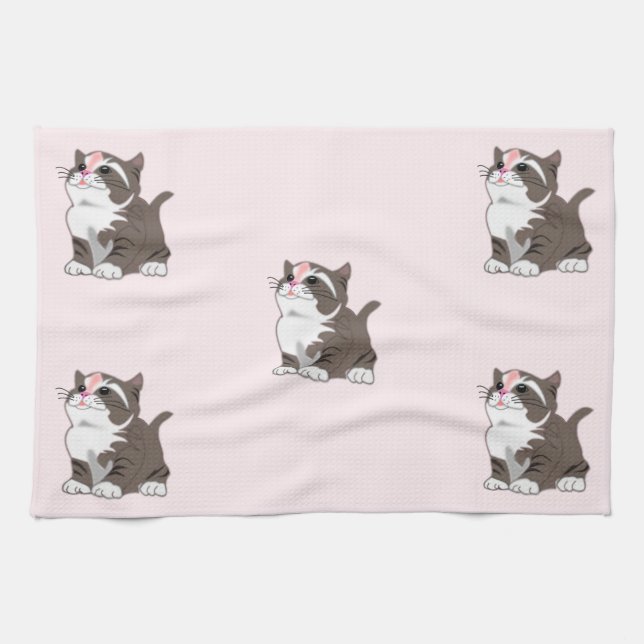 Little Kittens Kitchen Towel Rosa Kökshandduk (Horisontell)
