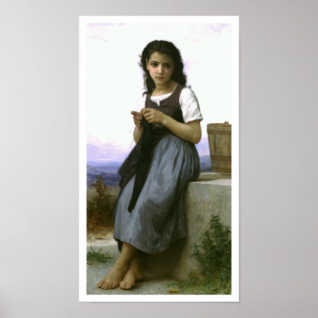 "Little Knitter" William-Adolphe Bouguereau Poster (Framsidan)