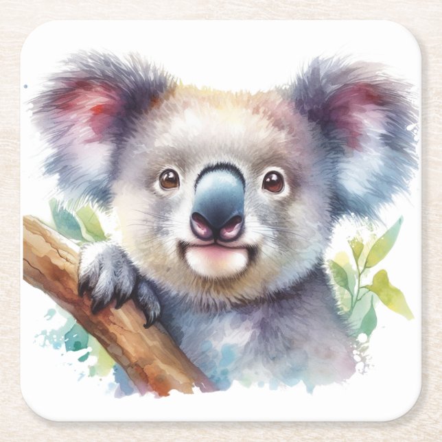 Little Koala Bear Australian Animal Underlägg Papper Kvadrat (Framsidan)