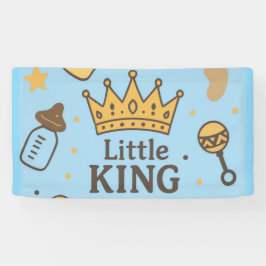 "Little Kung Baby Shower Banner - Blue & Guld Kråk