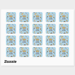 "Little Kung Baby Shower Banner - Blue & Guld Kråk Fyrkantigt Klistermärke