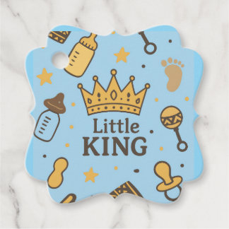 "Little Kung Baby Shower Banner - Blue & Guld Kråk Gåvor Etiketter
