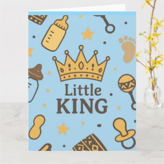 "Little Kung Baby Shower Banner - Blue & Guld Kråk Kort