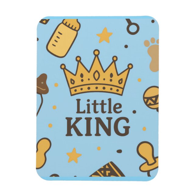"Little Kung Baby Shower Banner - Blue & Guld Kråk Magnet (Vertikal)