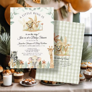 Little Kung Lejon Zebra Giraffe Safari Baby Shower Inbjudningar