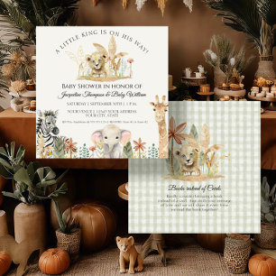 Little Kung Lejon Zebra Giraffe Square Baby Shower Inbjudningar