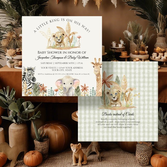 Little Kung Lejon Zebra Giraffe Square Baby Shower Inbjudningar (Skapare uppladdad)