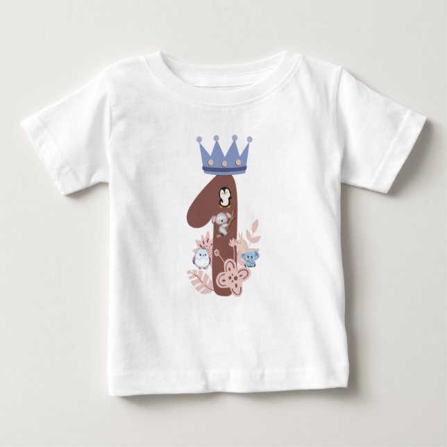 Little Kung's 1st Birthday Shirt" T Shirt (Framsida)