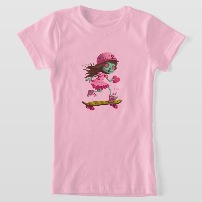 Little L Zombie Skater Girl TShirt T Shirt (Laydown)