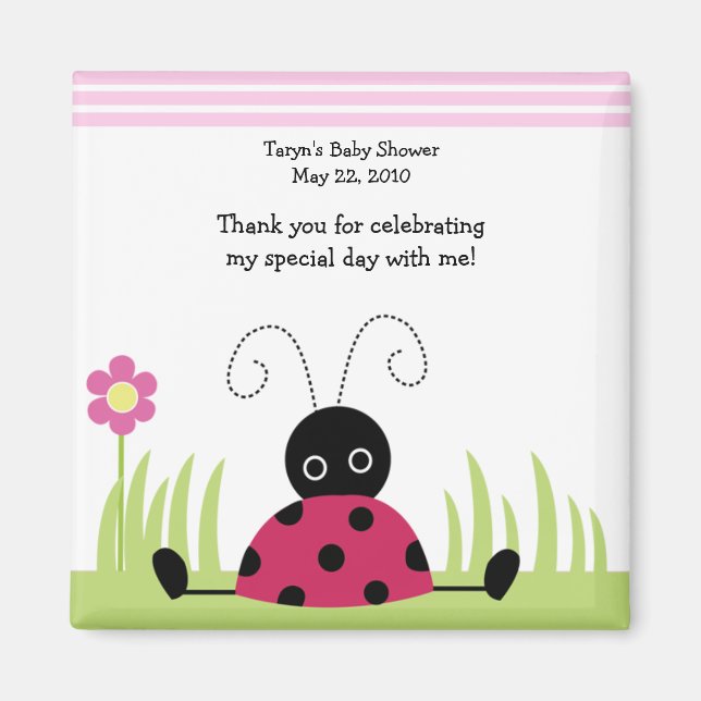 Little Ladybug Baby Shower/Birthday Favor Magnet (Framsidan)