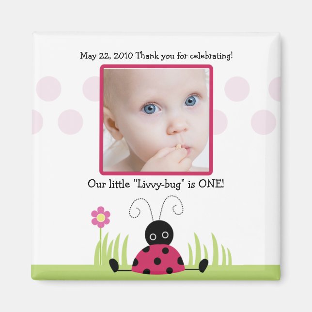 Little Ladybug Baby Shower/Birthday Favor Magnet (Framsidan)