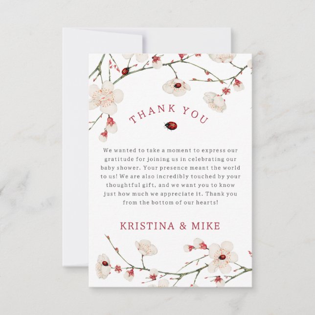 Little Ladybug Baby Shower Tack Kort (Framsida)