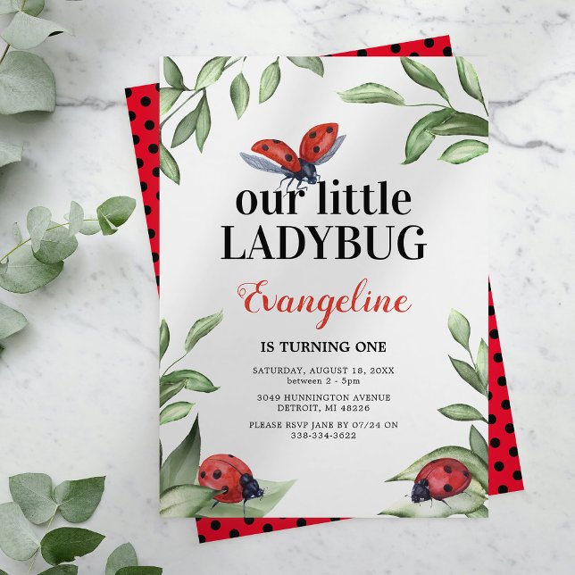 Little Ladybug Birthday-inbjudan Inbjudningar (Skapare uppladdad)