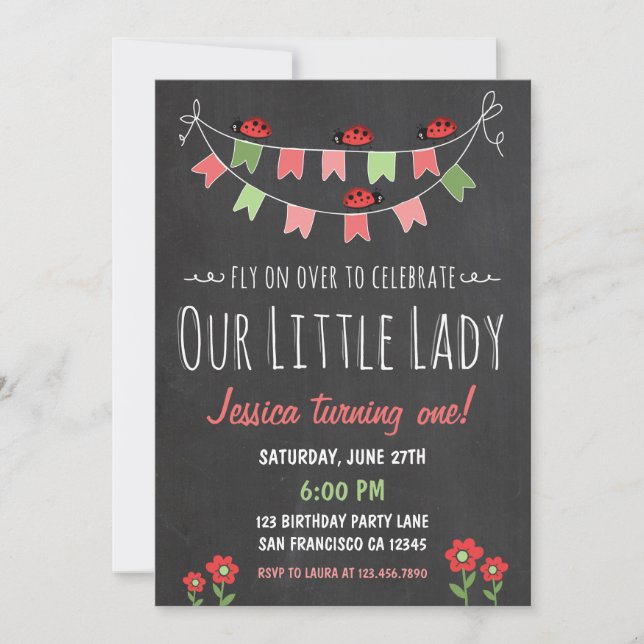 Little Ladybug Birthday-inbjudan Inbjudningar (Framsida)