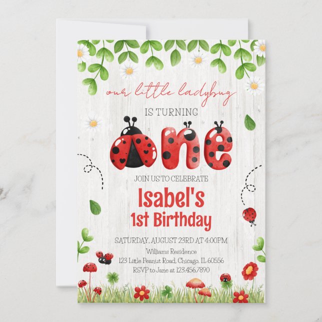 Little Ladybug Birthday Inbjudningar (Framsida)
