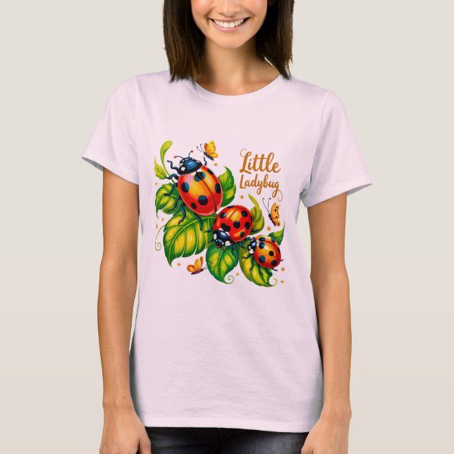 Little Ladybug Colorful Insekt Rosa Design T Shirt (Framsida)