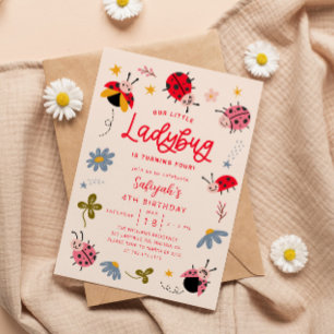 Little Ladybug Födelsedagsfest Inbjudningar