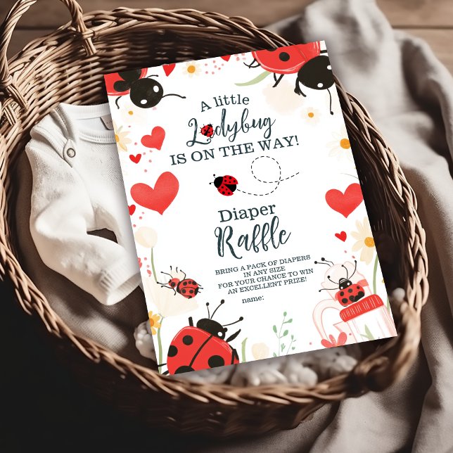 Little Ladybug Girl Baby Shower Diapper Raffle Tilläggskort (Skapare uppladdad)