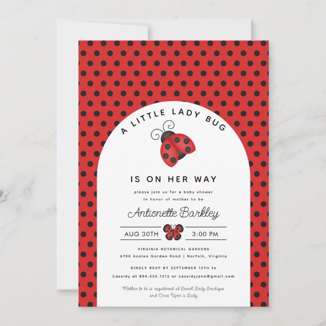 Little Ladybug Girl Baby Shower-inbjudan Inbjudningar (Framsida)