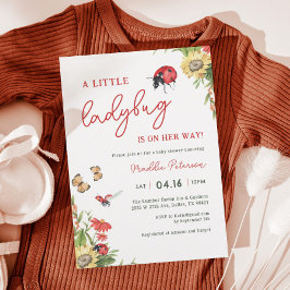 Little Ladybug Girl Baby Shower Inbjudningar