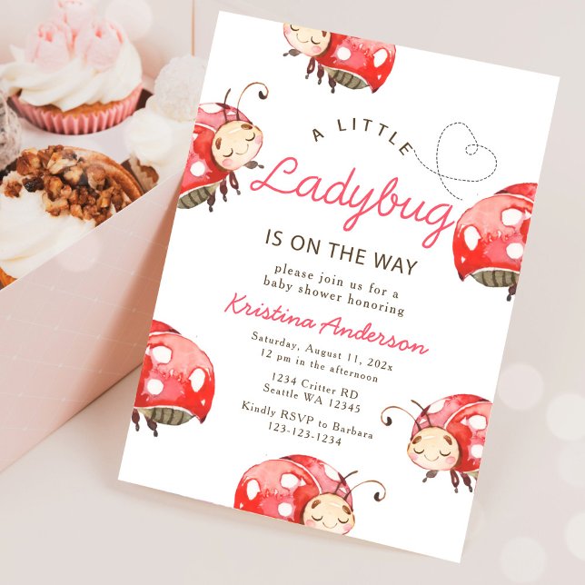 Little Ladybug Girl Baby Shower Inbjudningar (Skapare uppladdad)