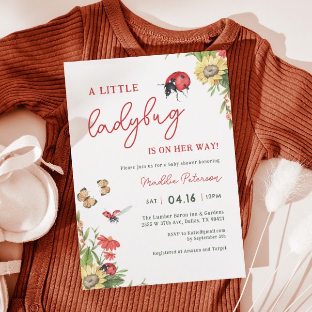 Little Ladybug Girl Baby Shower Inbjudningar (Skapare uppladdad)