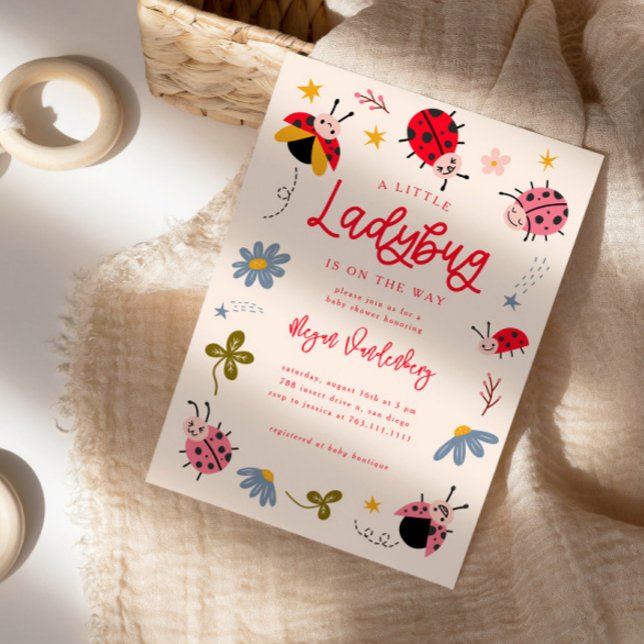 Little Ladybug Girl Baby Shower Inbjudningar (Skapare uppladdad)