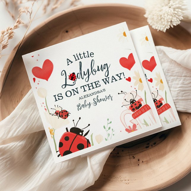 Little Ladybug Girl Baby Shower Pappersservett (Skapare uppladdad)
