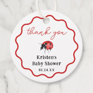 Little Ladybug Girl Baby Shower Tack Favors Gåvor Etiketter