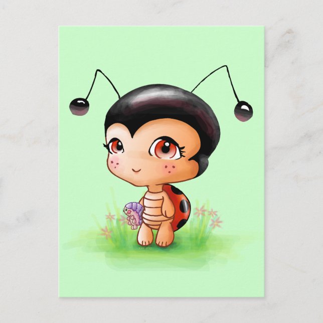Little Ladybug Girl Postcard Vykort (Framsida)