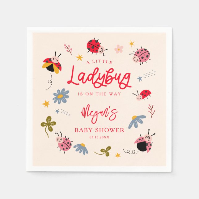 Little Ladybug Insekt Baby Shower Pappersservett (Framsidan)