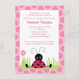 Little Ladybug Rosa Dot Baby Shower-inbjudan Inbjudningar