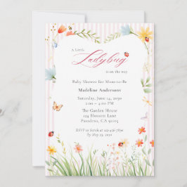 Little Ladybug Wildflower Baby Shower Inbjudningar