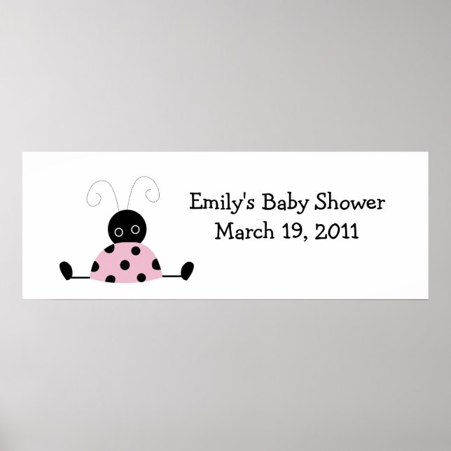LITTLE LADYBUGS Baby Shower / Birthday Banner Poster (Framsidan)