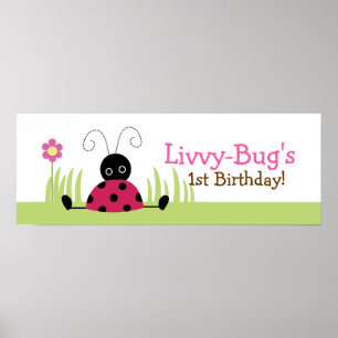 Little Ladybugs Personlig Birthday Banner Poster