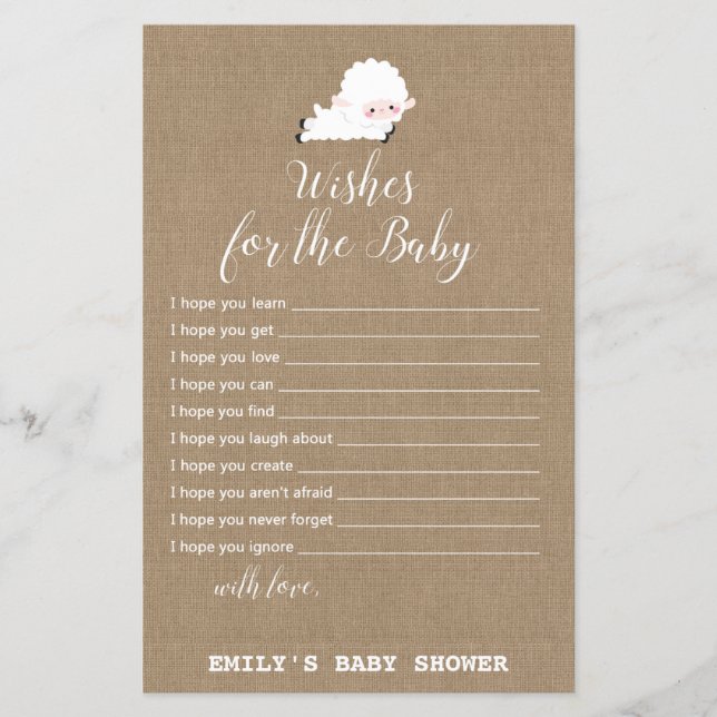 Little Lamb Baby Shower Game PRINTED (Framsida)