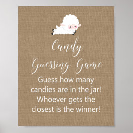 Little Lamb Baby Shower Game Sign Poster