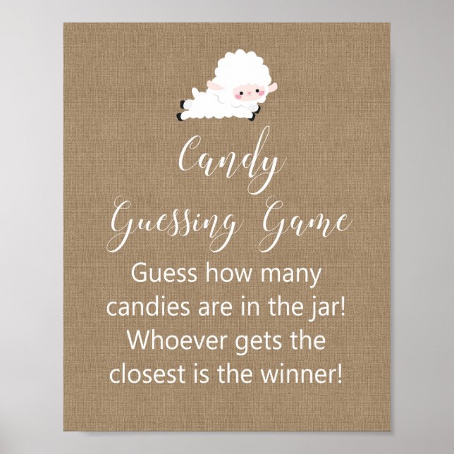 Little Lamb Baby Shower Game Sign Poster (Framsidan)