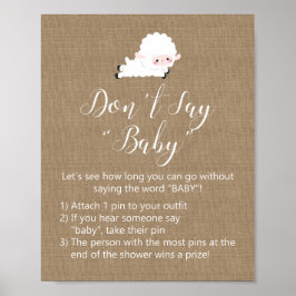 Little Lamb Baby Shower Game Sign Poster