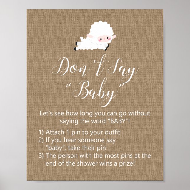 Little Lamb Baby Shower Game Sign Poster (Framsidan)