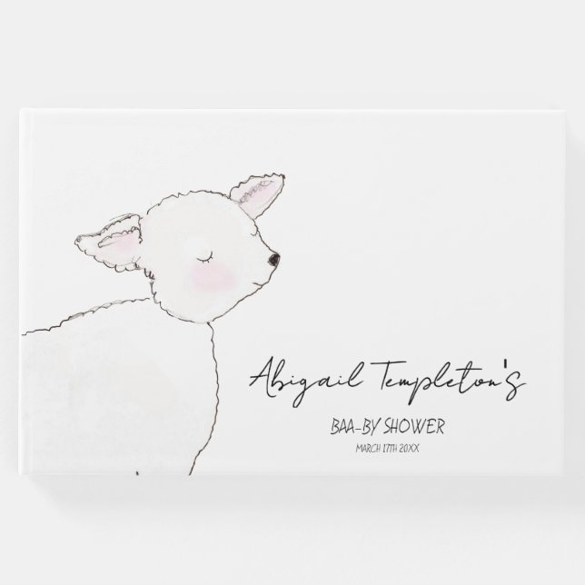 Little Lamb Baby Shower Gästböcker (Framsida)