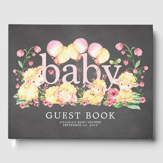 Little Lamb Baby Shower Guest Bok (Framsida)