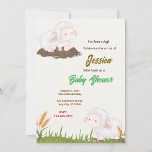 Little Lamb Baby Shower Inbjudningar