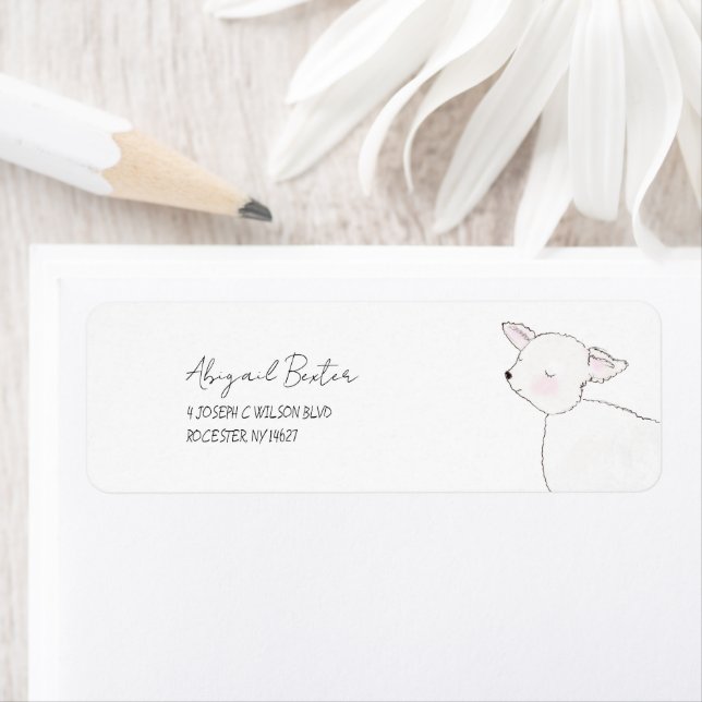 Little Lamb Baby Shower Returadress Etikett (Insitu)