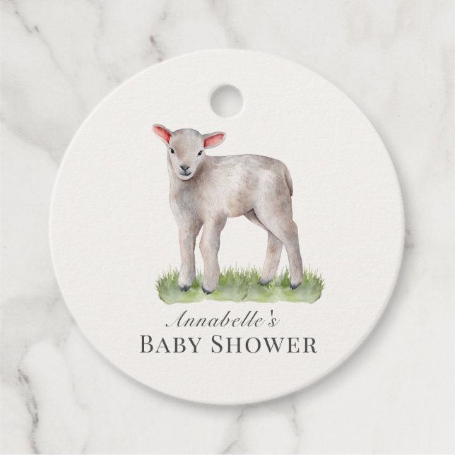 Little Lamb Baby Shower Tack Gåvor Etiketter (Framsida)