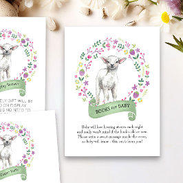 Little Lamb Baby Shower Watercolor Bokar för Baby Tilläggskort