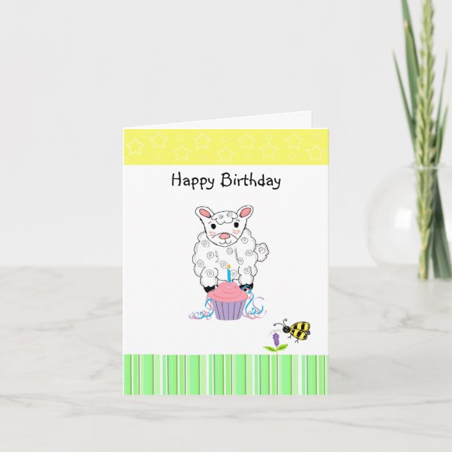 Little Lamb Birthday Kort (Framsida)