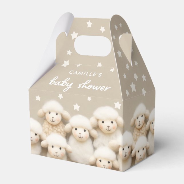 Little Lamb Gender Neutral Baby Shower Presentaskar (Baksidan Sidan)
