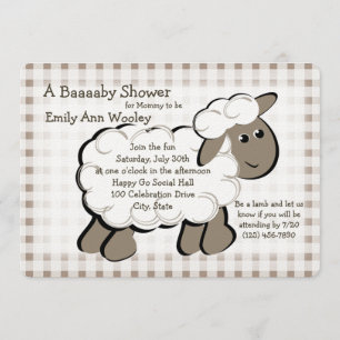 Little Lamb Gingham Baby Shower Inbjudningar