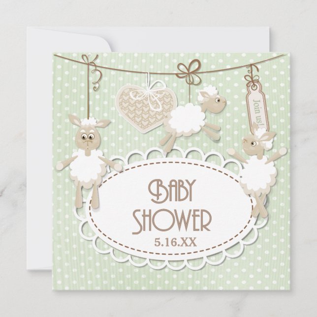 Little Lamb Leksak Baby Shower Inbjudningar (Framsida)